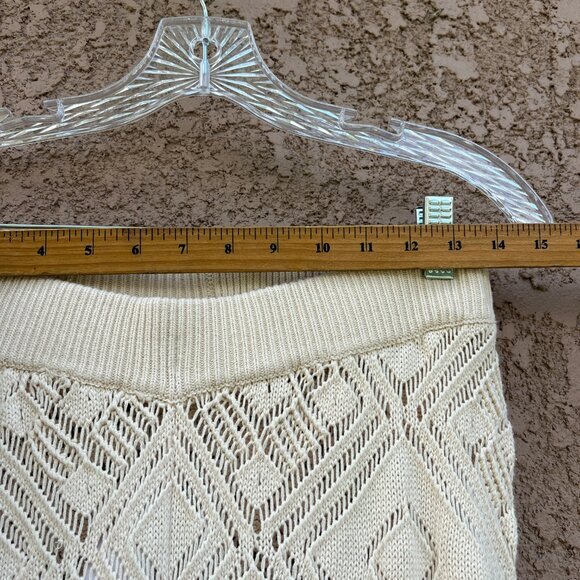 Free People FP Beach Get Away Fauxchet Cardigan Pants Set Crocheted Size M Cream - Picture 11 of 14